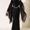 Waist-Accented Draped Evening Gown Black - Afbeelding 4