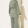 Waistbanded Pocket Garnished French Terry Two-Piece Set Khaki - Imagen 3