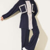 Waistbanded Pocket Garnished French Terry Two-Piece Set Navy Blue