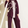 Waistbanded Pocket Garnished French Terry Two-Piece Set Plum
