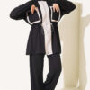 Waistbanded Pocket Garnished French Terry Two-Piece Set Black