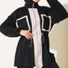 Waistbanded Pocket Garnished French Terry Two-Piece Set Black - الصورة 2