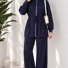 Waist-Elasticated Hem Edge French Terry Two-Piece Set Navy Blue