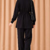 Waist-Elasticated Hem Edge French Terry Two-Piece Set Black – Image 3