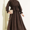 Waistbanded Velvet Two-Piece Set with Hem Edge Brown