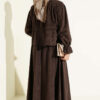 Waistbanded Velvet Two-Piece Set with Hem Edge Brown - Image 3