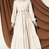 Waist-Tied Velvet Dress Beige