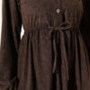 Waist-Tied Velvet Dress Brown - Imagen 4