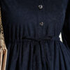 Waist-Tied Velvet Dress Navy Blue - Imagen 4