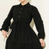Waist-Tied Velvet Dress Black - Imagen 2