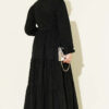 Waist-Tied Velvet Dress Black - Imagen 3