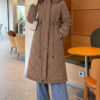 Waist-Elastic Quilted Coat with Fur Trim Light Brown - immagine 5