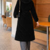 Waist-Elastic Quilted Coat with Fur Trim Jet Black – Image 4