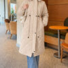 Waist-Elastic Quilted Coat with Fur Trim Taupe – Bild 3