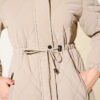 Waist-Elastic Quilted Coat with Fur Trim Beige – Image 4