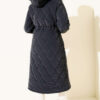 Waist-Elastic Quilted Coat with Fur Trim Navy Blue - Imagen 3