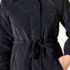 Waist-Elastic Quilted Coat with Fur Trim Navy Blue - Imagen 4