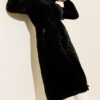 Waist-Elastic Quilted Coat with Fur Trim Black – Bild 2