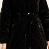 Waist-Elastic Quilted Coat with Fur Trim Black – Bild 4