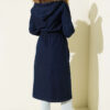 Waist-Banded Hooded Denim Jacket Navy Blue - الصورة 3