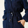 Waist-Banded Hooded Denim Jacket Navy Blue - الصورة 4