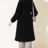 ⁦Waist-Elastic Quilted Coat with Fur Trim Black⁩ - الصورة ⁦4⁩