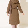⁦Waist-Elastic Quilted Coat with Fur Trim Mink⁩ - الصورة ⁦4⁩