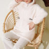 Elastic Waist Plush Cardigan Ecru
