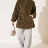 Elastic Waist Plush Cardigan Khaki – Bild 2
