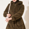 Elastic Waist Plush Cardigan Khaki – Bild 3