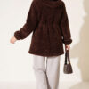 Elastic Waist Plush Cardigan Brown – Image 4