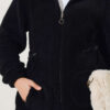 Elastic Waist Plush Cardigan Black – Bild 4
