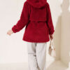 Elastic Waist Plush Cardigan Cherry - Image 4