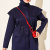 Waist-Banded Cape-Style Two-Piece Set Navy Blue - Imagen 2