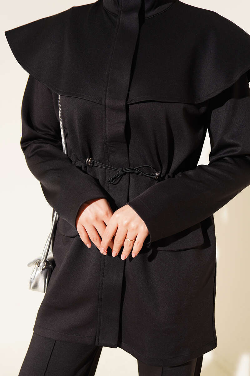 Waist-Banded Cape-Style Two-Piece Set Black – Bild 4