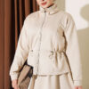 Waistbanded Scuba Two-Piece Set with Hem Edge Beige - الصورة 2