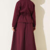 Waistbanded Scuba Two-Piece Set with Hem Edge Burgundy - الصورة 3