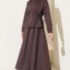 Waistbanded Scuba Two-Piece Set with Hem Edge Brown