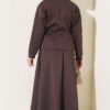 Waistbanded Scuba Two-Piece Set with Hem Edge Brown - Imagen 3