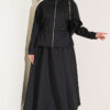 Waistbanded Scuba Two-Piece Set with Hem Edge Black