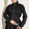 Waistbanded Scuba Two-Piece Set with Hem Edge Black - Imagen 2