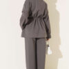Waist-Elastic French Terry Two-Piece Set with Embellished Hem Edge Smoke - الصورة 3