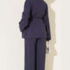 ⁦Waist-Elastic French Terry Two-Piece Set with Embellished Hem Edge Navy Blue⁩ - الصورة ⁦3⁩