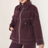 Waist-Elastic French Terry Two-Piece Set with Embellished Hem Edge Plum - Imagen 2