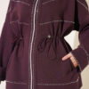 Waist-Elastic French Terry Two-Piece Set with Embellished Hem Edge Plum - Imagen 4