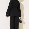 Waist-Elastic French Terry Two-Piece Set with Embellished Hem Edge Black - Imagen 3