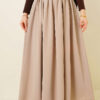 Pleated Skirt with Zippered Waistband Beige