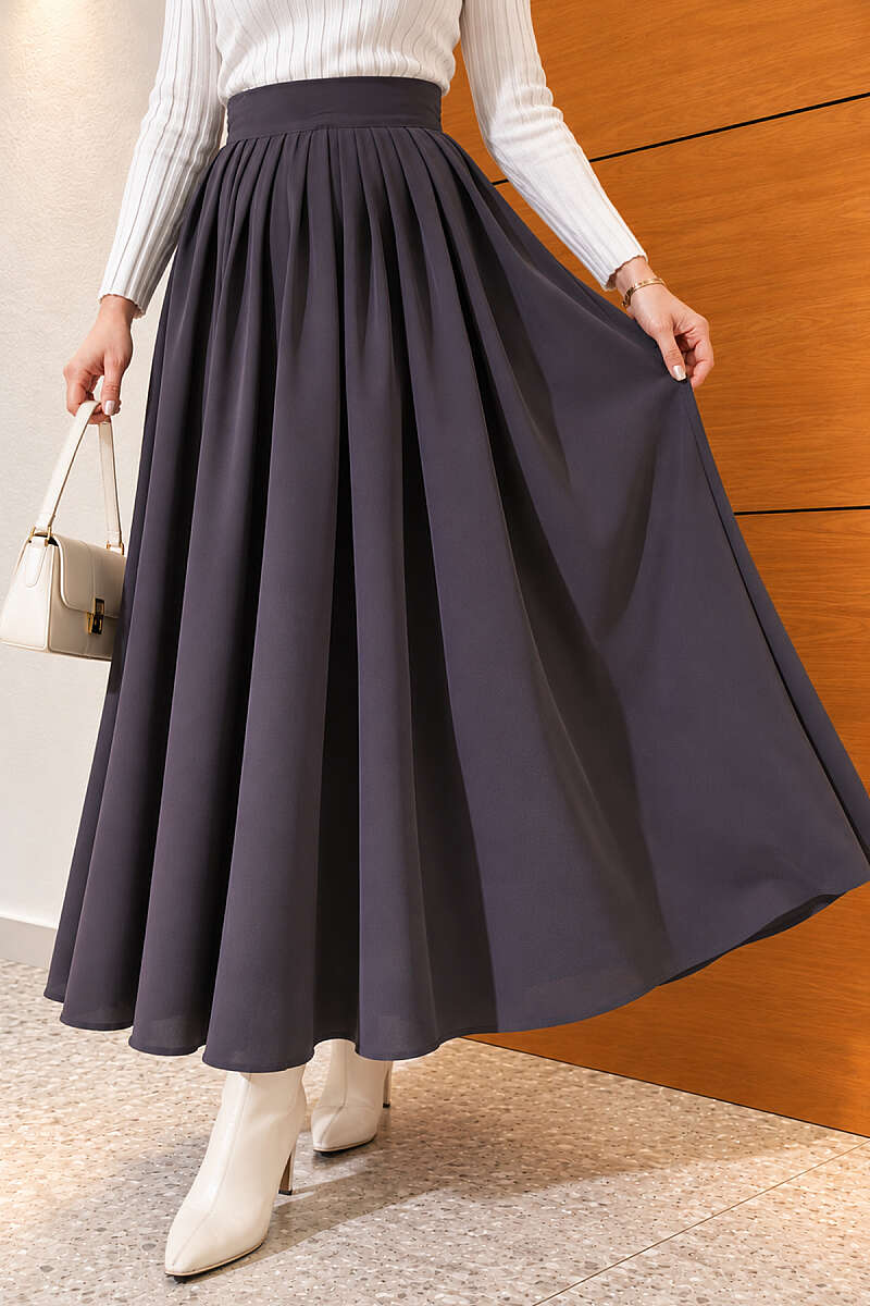 Pleated Skirt with Zippered Waistband Smoke – Bild 3