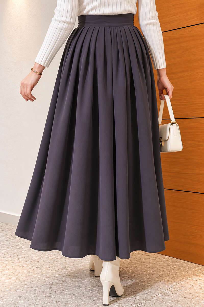 Pleated Skirt with Zippered Waistband Smoke – Bild 4