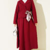 Belted Ruffled Shoulder Two-Piece Set Burgundy – Image 5